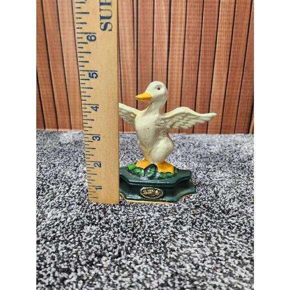 Vintage Cast Iron White Goose and Robin Bird Wedge Door Stopper - Picture 6 of 9